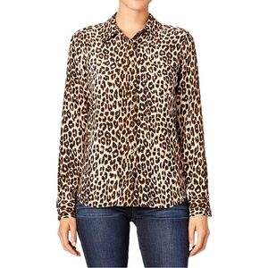 Equipment 100% Silk Leopard Button Down Blouse